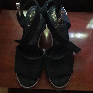 Vince Camuto black Suede wedge sandals